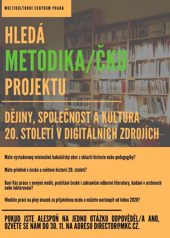 Nabídka pracovní pozice: metodik/čka vzdělávacího programu zaměřeného na dějiny 20. století 