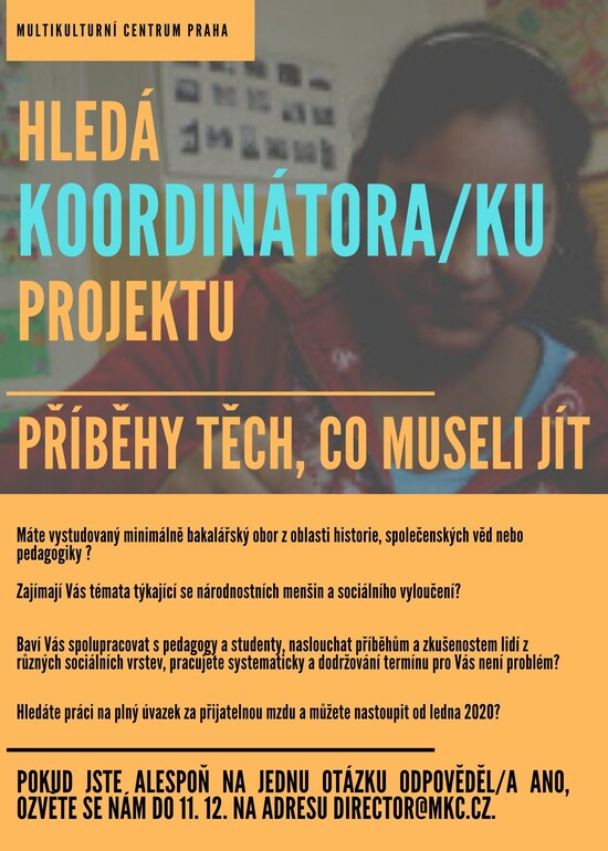 Nabídka pracovní pozice: koordinátor/ka vzdělávacího programu zaměřeného na problematiku národnostních menšin a sociálního vyloučení