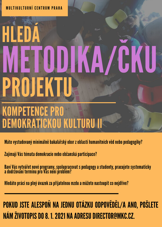 MKC Praha vypisuje výběrové řízení na pozici metodik/čka vzdělávacího projektu