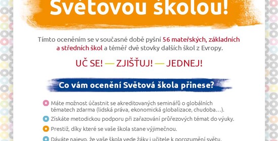 Staňte se SVĚTOVOU ŠKOLOU - zapojte se do projektu ve školním roce 2016/2017